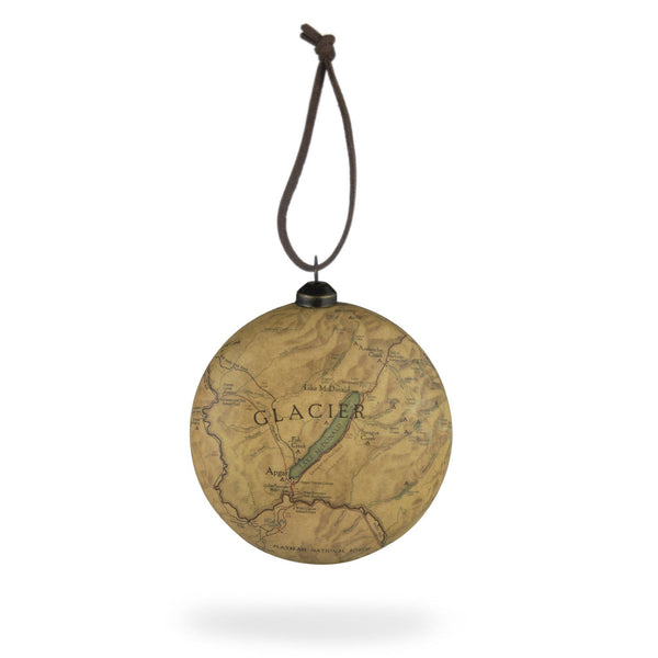 Glacier National Park Vintage Map Ornament - McGovern Outdoor
