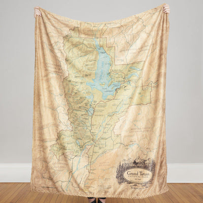 Grand Teton National Park Map Plush Blanket - McGovern & Company