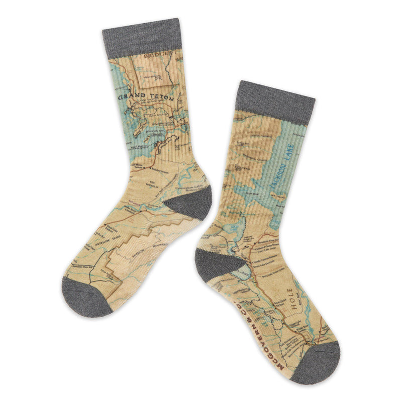 Grand Teton National Park Map Socks - McGovern & Company