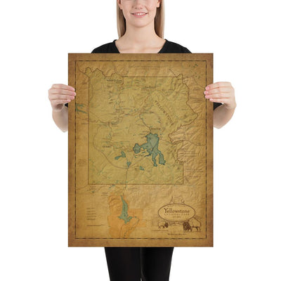 Yellowstone National Park Map Poster