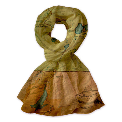 Yellowstone National Park Vintage Map Scarf