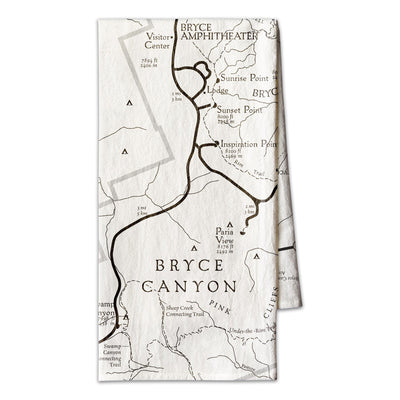 Bryce Canyon National Park Line Map Towel