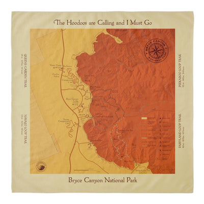 Bryce Canyon Trail Map Square Bandana